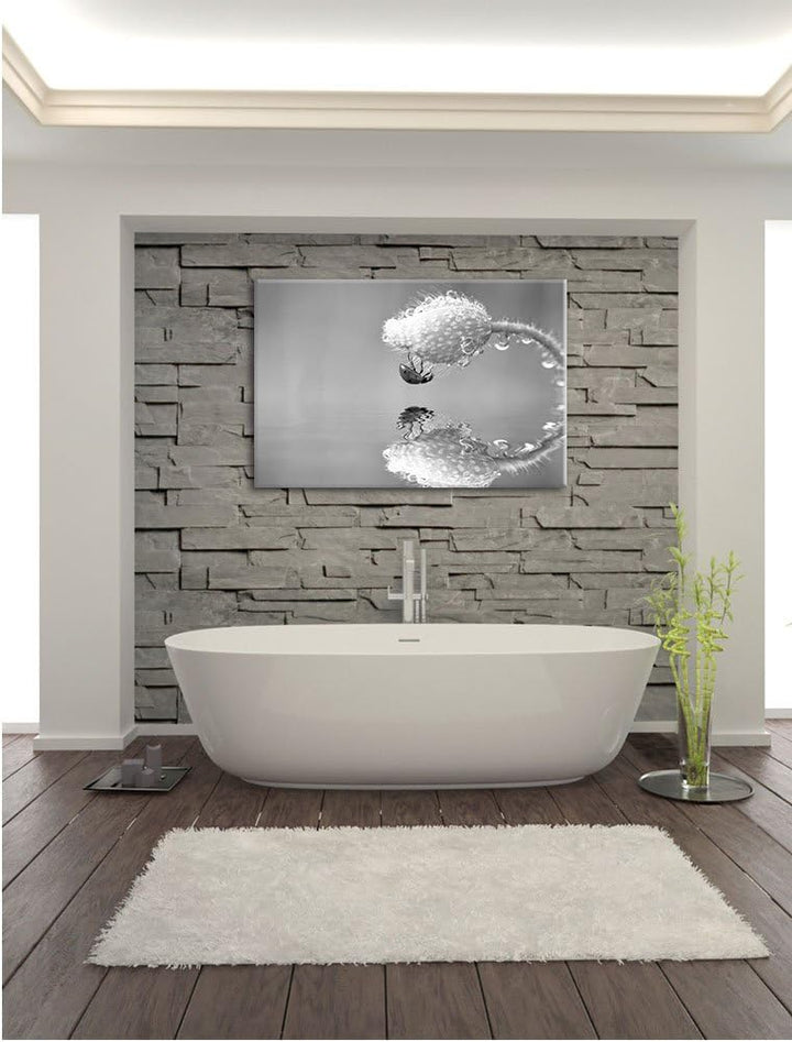 Pixxprint Marienkäfer Mohnblume / 100x70cm Leinwandbild bespannt auf Holzrahmen/Wandbild Kunstdruck