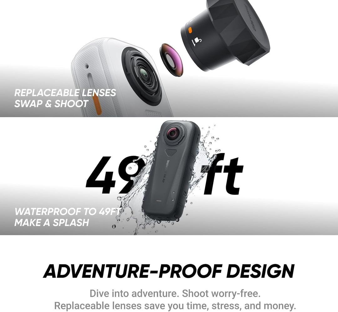 Insta360 X4 Air Ersatzlinsen-Bundle Polarweiss – 165 g leichte 8K 360°-Kamera, Unsichtbarer Selfie-S