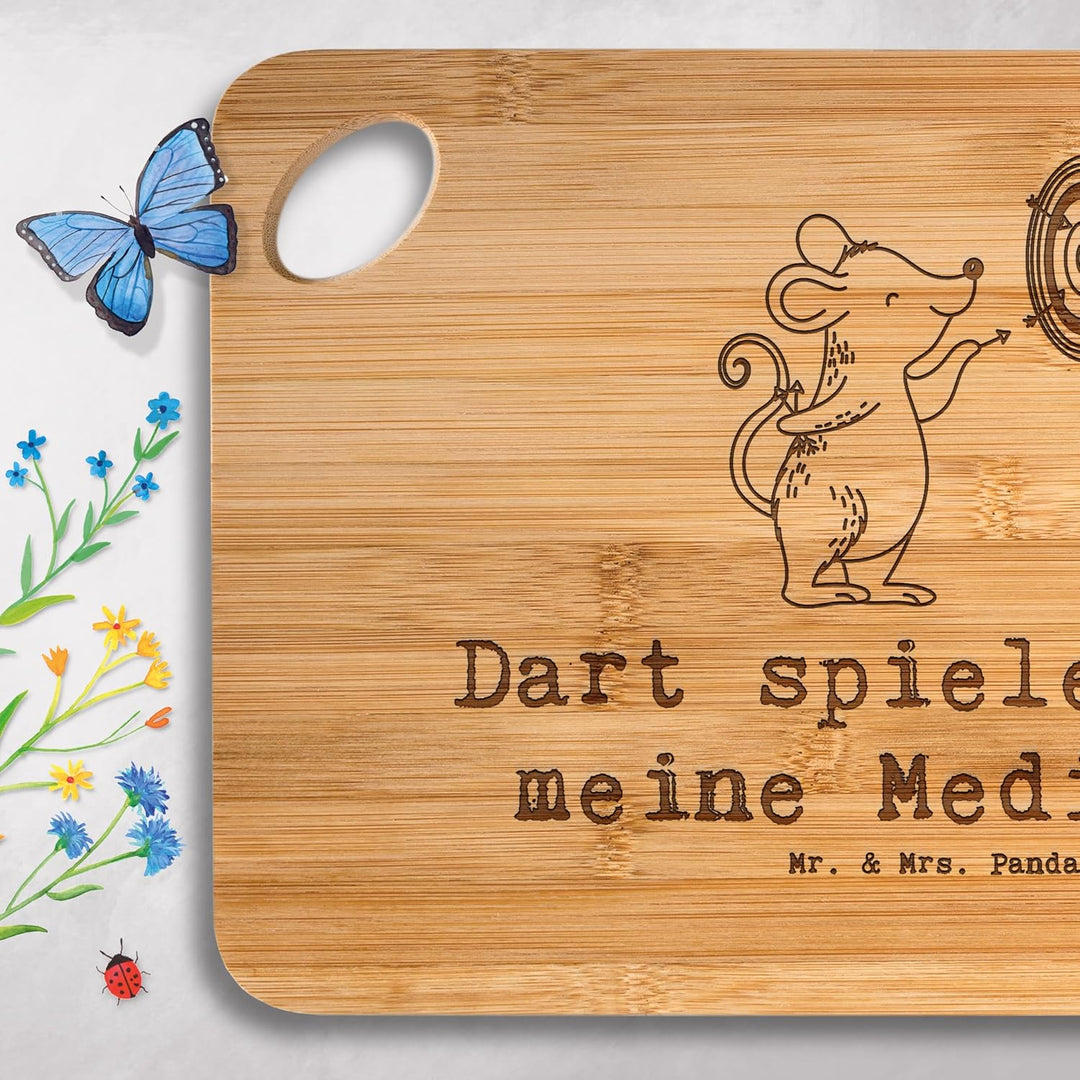 Mr. & Mrs. Panda Bambus - Schneidebrett Dart Spielen - Geschenk, Holzbrett mit Gravur, Schenken, Spo