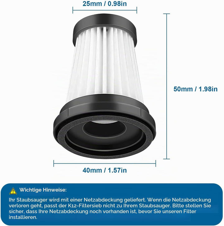 6 Stück HEPA-Filter für MOOSOO K12, K12 Pro, K13 kabelloser Staubsauger, für Genius Invictus One 1.0