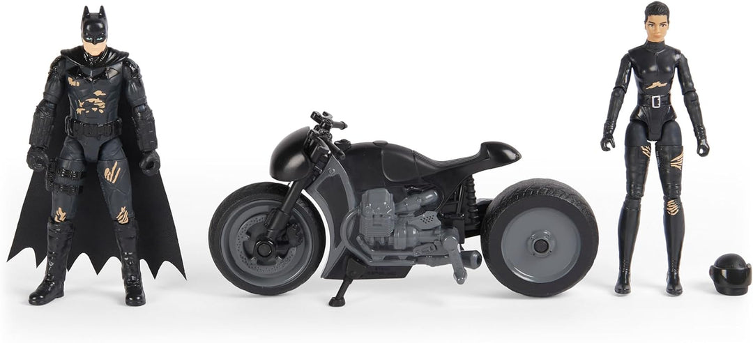 DC Batman The Batman 10cm Spielset mit Batman-, Selina Kyle-Actionfiguren und Selina Kyle-Bike inkl.