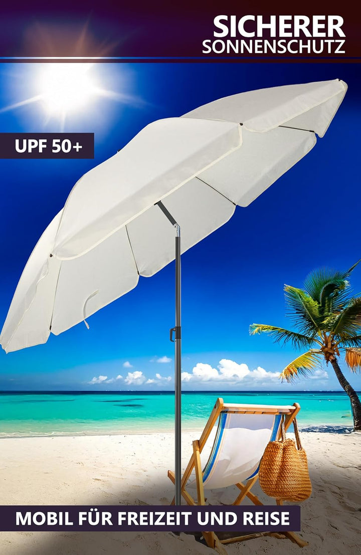 4smile Sunnyjoy Sonnenschirm Strand 3-IN-1 Set - Strandschirm windfest stabil, UPF 50+ Sonnenschirm