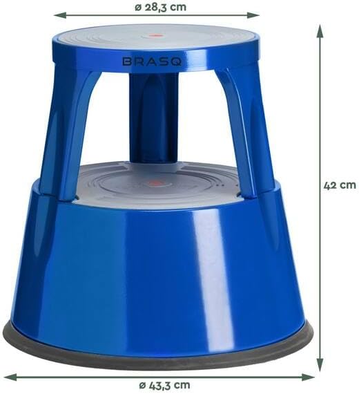 BRASQ Tritthocker mit Rollen ST300 Premium, Elefantenfuss, aus robustem und hochwertigem Stahl, mit