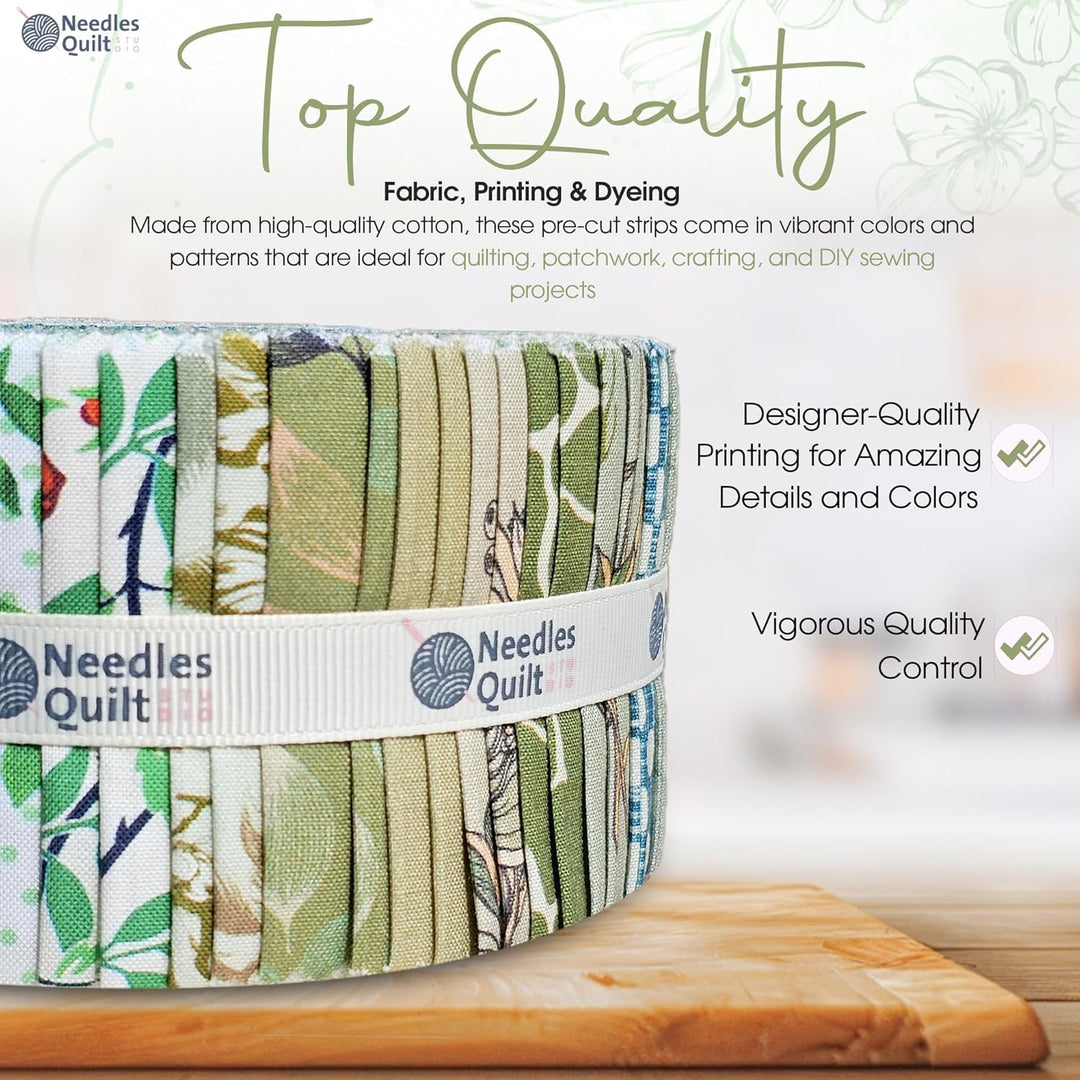 Needles Quilt Studio – 6,3 cm vorgeschnittenes 40 Stoffstreifen Bundle (Sommerwald) | Baumwollstreif