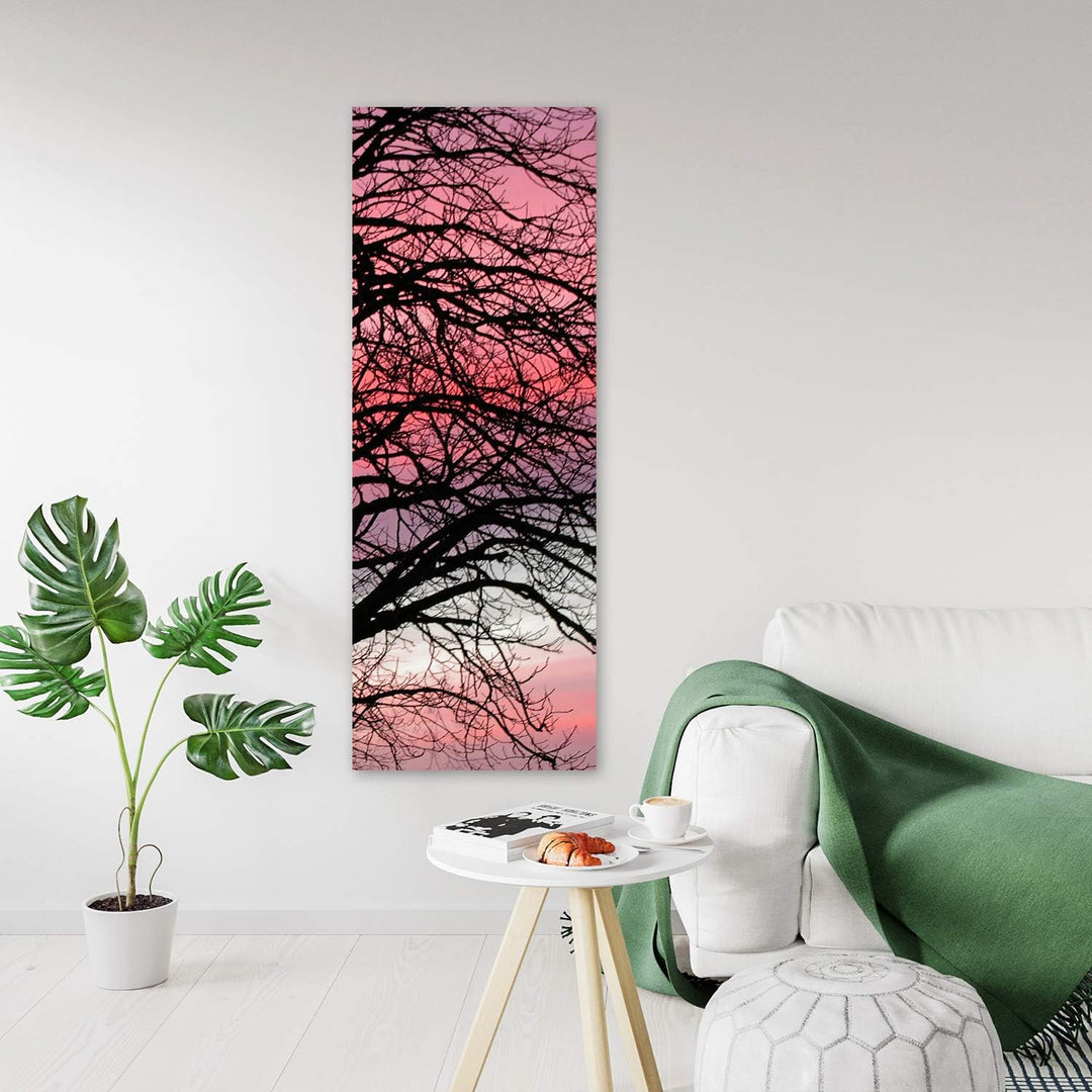 Feeby Leinwand Bilder - Natur - Wald - 40x100 cm- Deko Wohnzimmer - Wandbilder Schlafzimmer - Deko A