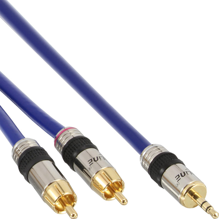 InLine 89935P Cinch/Klinke Kabel, PREMIUM, 2x Cinch Stecker an 3,5mm Klinke Stecker, 5m 5 Meters, 5