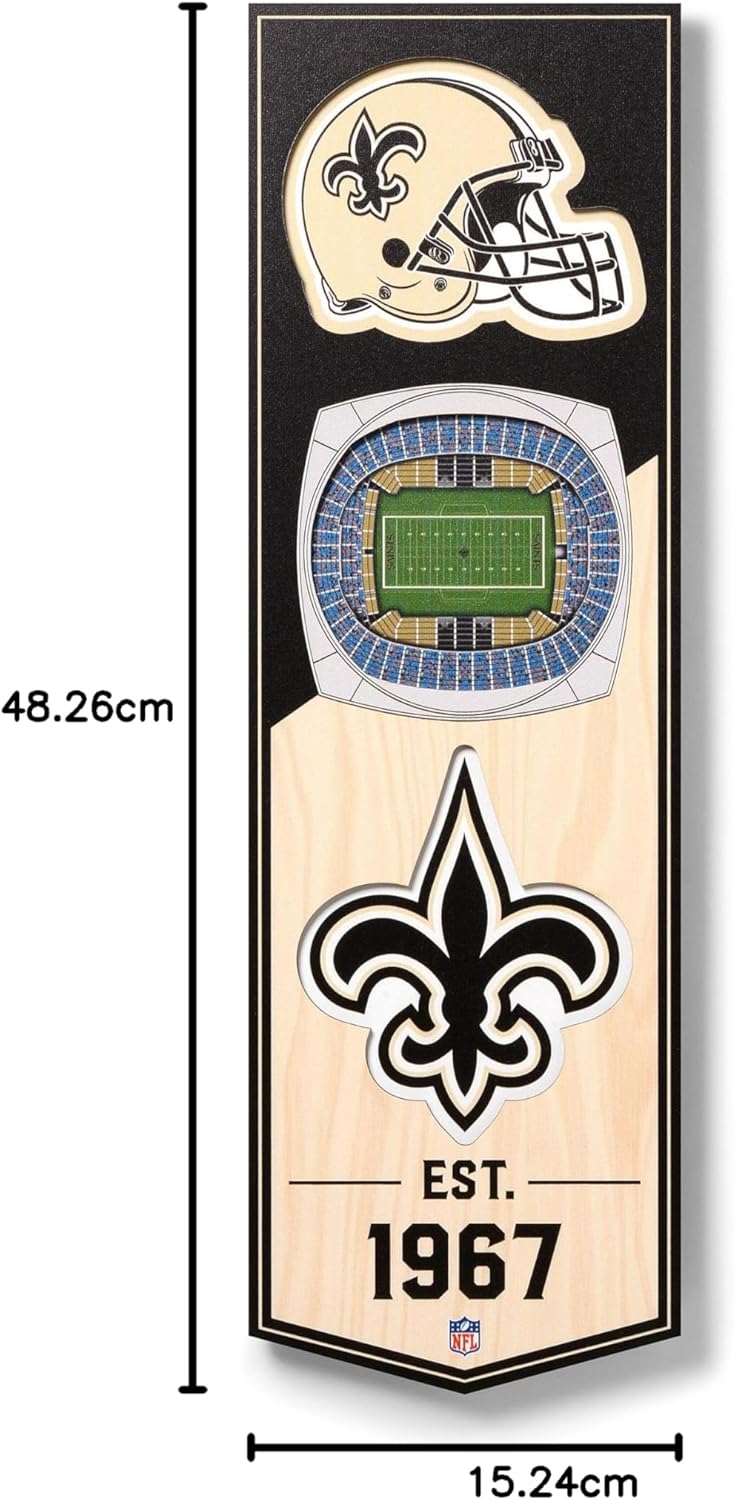 YouTheFan NFL 3D Stadion Banner, 15,2 x 48,3 cm New Orleans Saints, New Orleans Saints