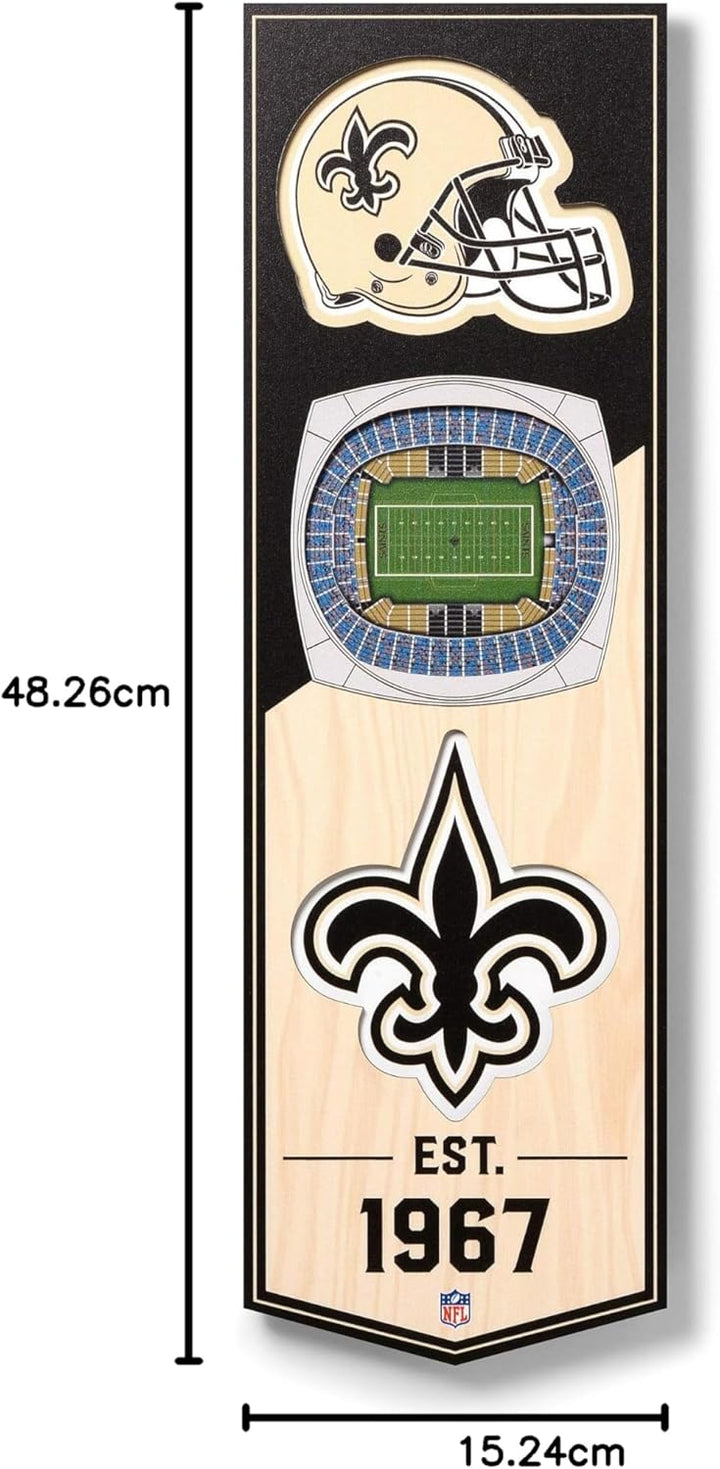 YouTheFan NFL 3D Stadion Banner, 15,2 x 48,3 cm New Orleans Saints, New Orleans Saints