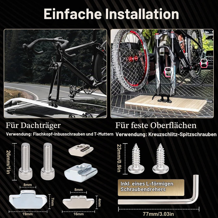 Cyleto Fahrrad Gabelhalterung aus Aluminiumlegierung für Auto Dachträger, mit Schnellspanner &amp; Steck