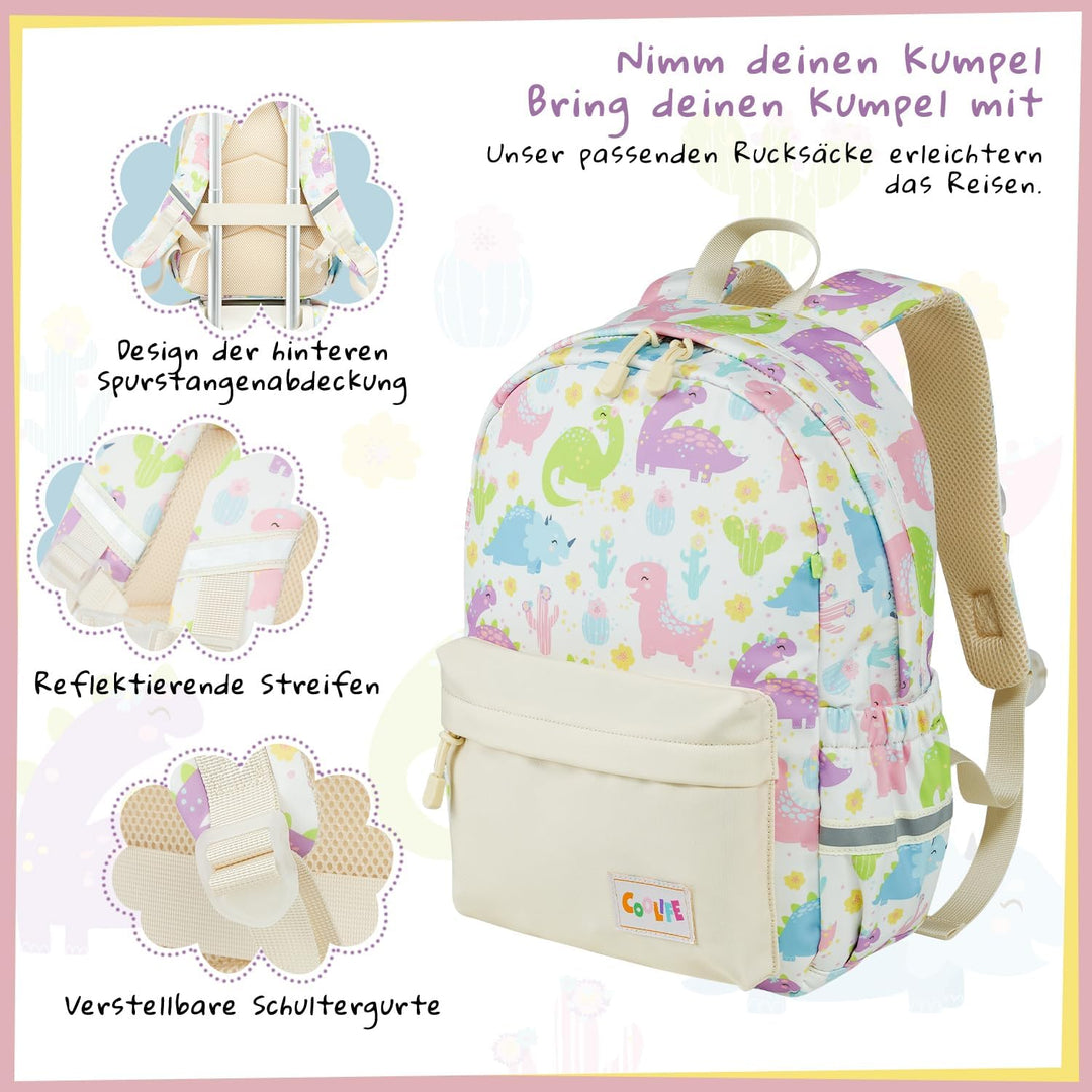 COOLIFE 5tlg Kinderkoffer mit Rucksack, Kindertrolley aus Kunststoff, Kindergepäck, Kinder Kofferset