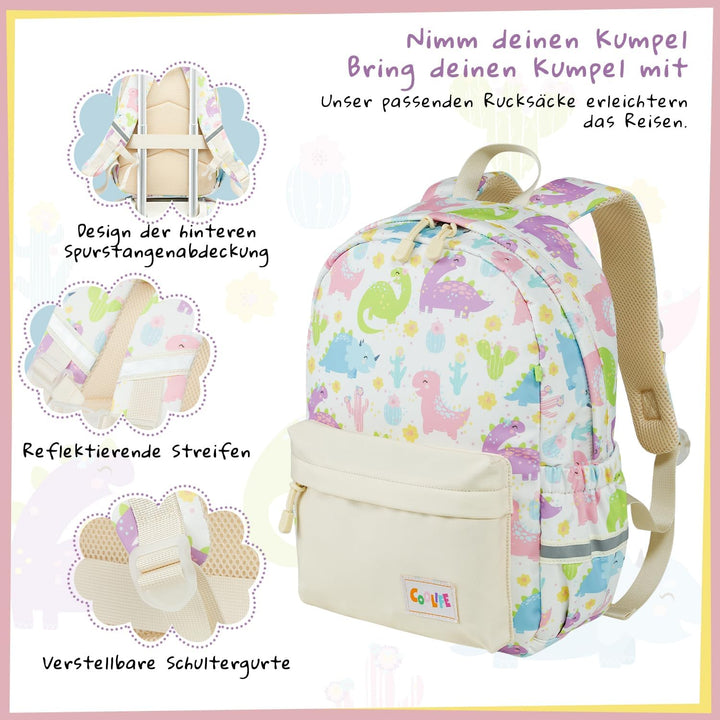 COOLIFE 5tlg Kinderkoffer mit Rucksack, Kindertrolley aus Kunststoff, Kindergepäck, Kinder Kofferset