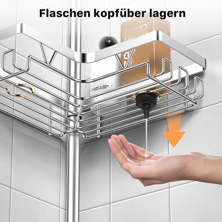 Kegii Duschablage, Teleskop Duschregal ohne Bohren, Eckregal Teleskopregal Badezimmer Organizer Edel