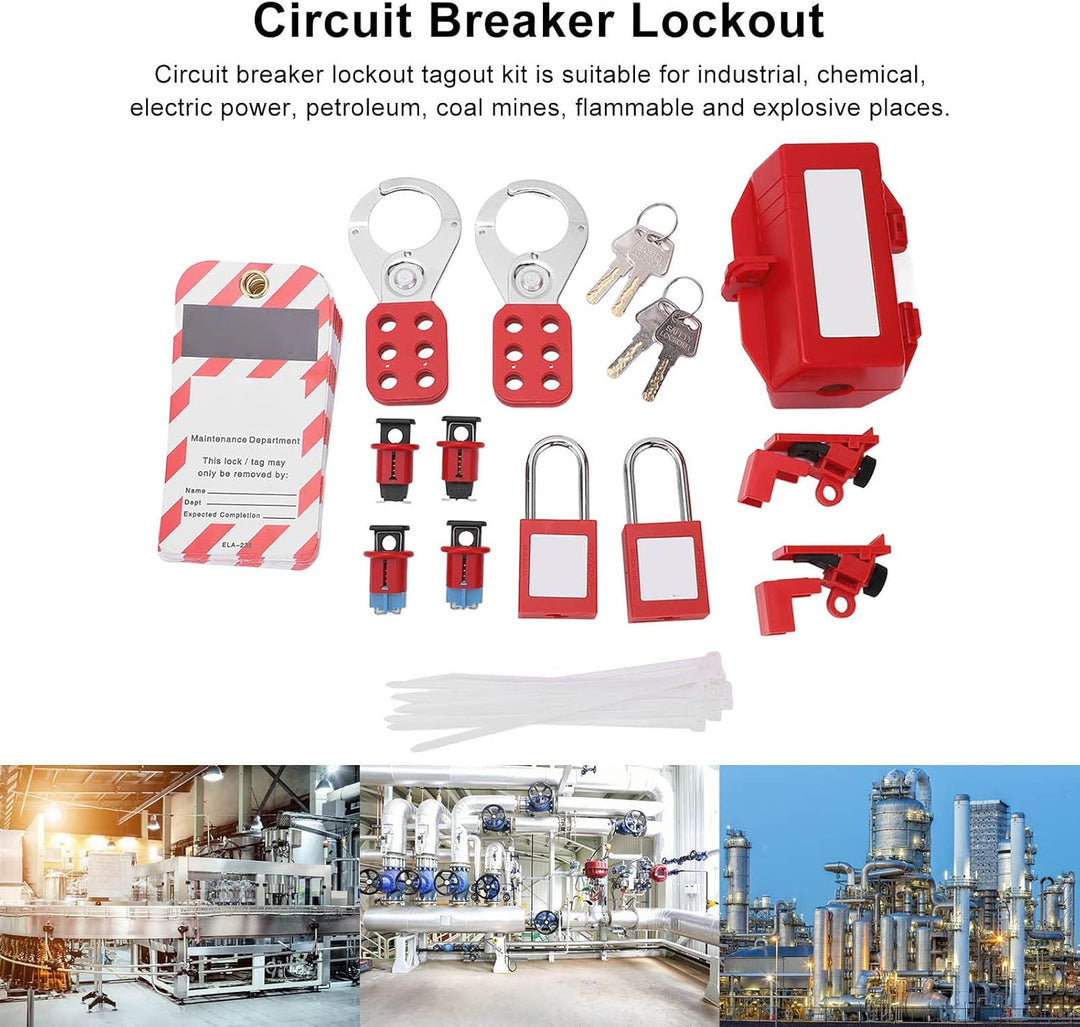 Cocoarm Elektrisches Sperr-Tagout-Set, Loto-Klemmen für Leistungsschalter, mit Vorhängeschloss, Anhä