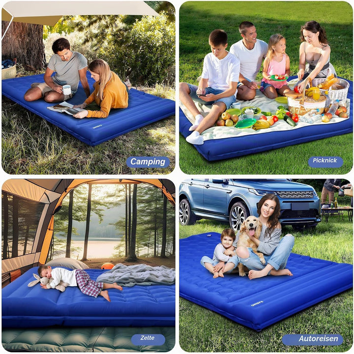 KASIMO Isomatte 12CM Luftmatratze Camping mit integrierten kopfkissen, Aufblasbare Matratze mit Fuss