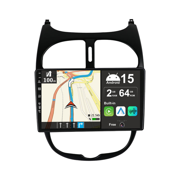 JOYX Android 15 IPS Autoradio Passt für Peugeot 206 (2002-2010) - Eingebautes Kabellos CarPlay Andro