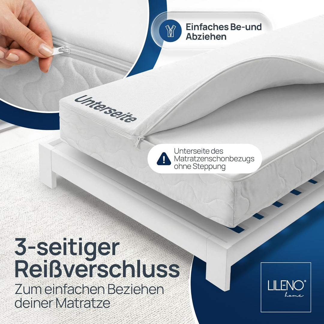 LILENO HOME Matratzenbezug 90x200 cm Reissverschluss - waschbarer Matratzenschoner aus Microfaser id