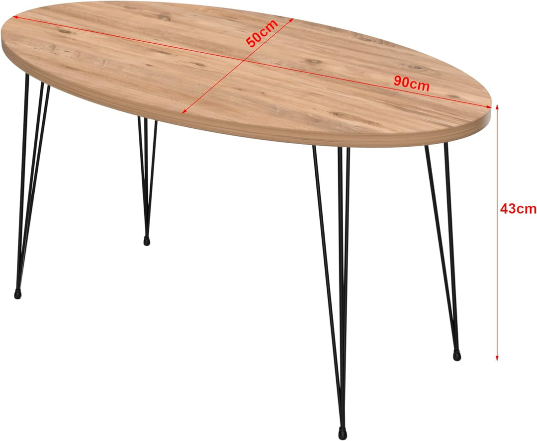 [en.casa] Couchtisch Skævinge Beistelltisch 43 x 90 x 50 cm Kaffeetisch aus Spanplatte und Metall So