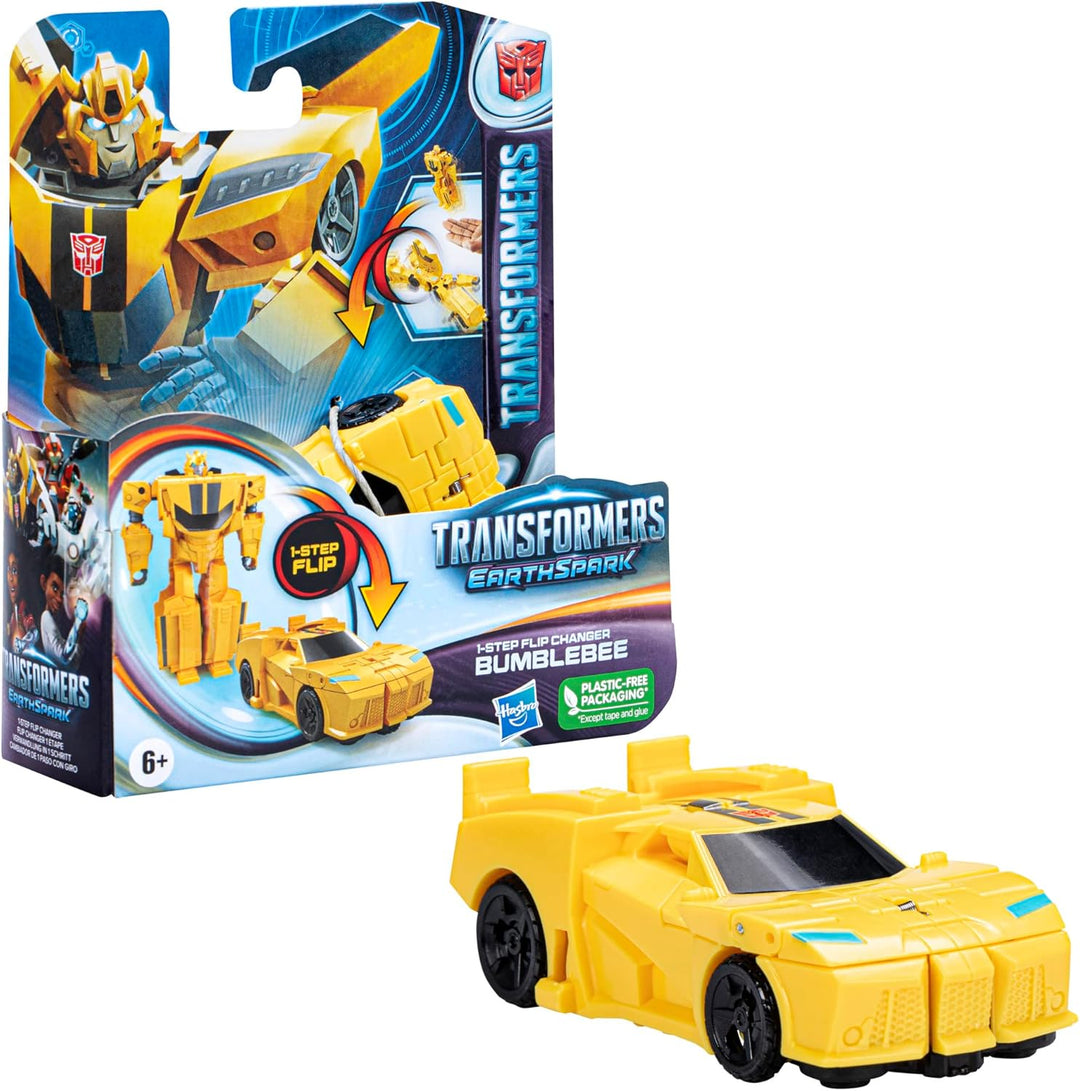 Transformers Earthspark Bumblebee 1-Step Flip Changer Figur, 10 cm, ab 6 Jahren Single Bumblebee, Si