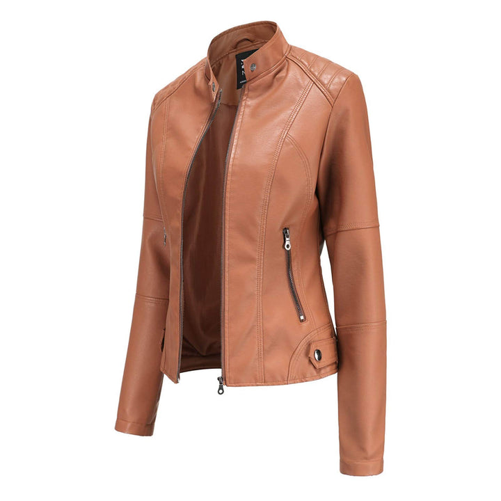 Lederimitat Jacke Damen & Lederjacke Schwarz Lang Braun Bomberjacke Motorradjacke Pu Leather Kurz Ou