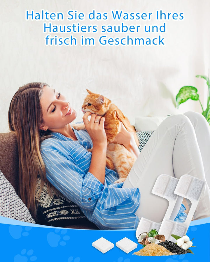 8 Stück Wasserfilter Kartuschen,8 Stück Wasserpumpenschwämme,Ersatzfilter Kompatibel mit FEELNEEDY 3