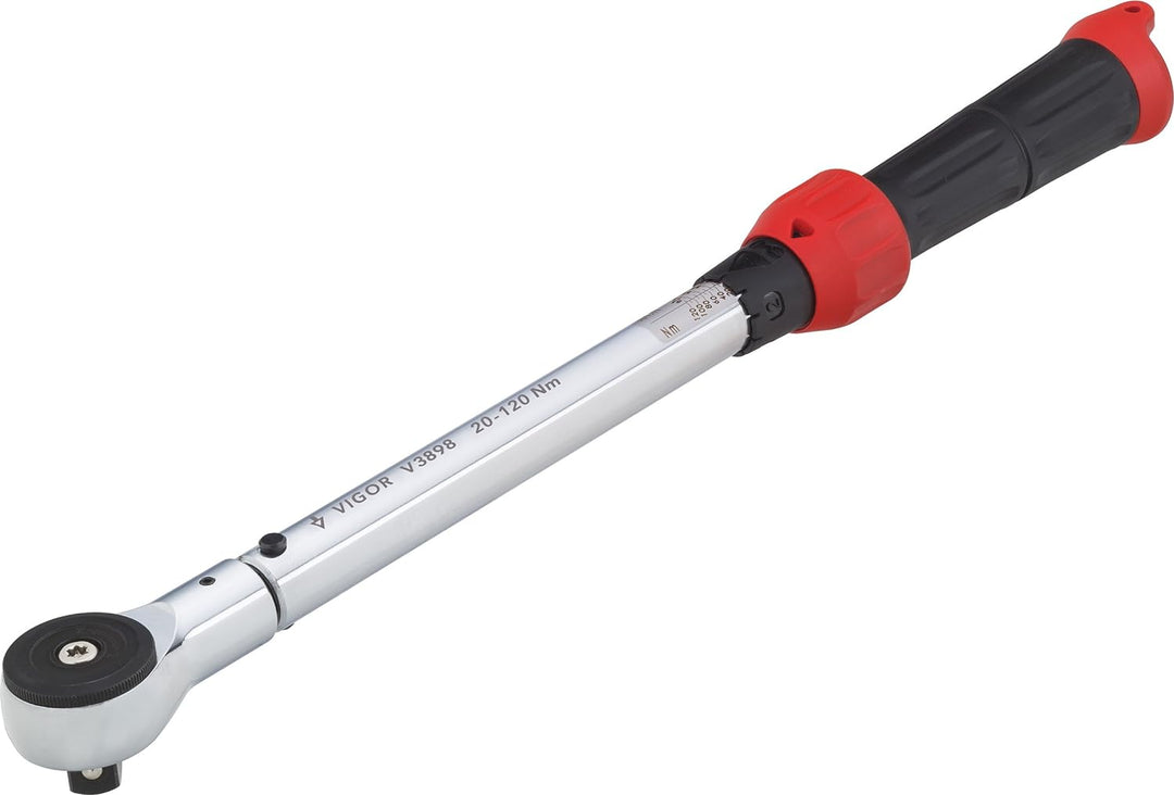 Vigor Drehmoment-Schlüssel (20-120 Nm, Vierkant 1/2 Zoll, feinverzahnt, 72 Zähne) V3898 20-120 Nm Dr