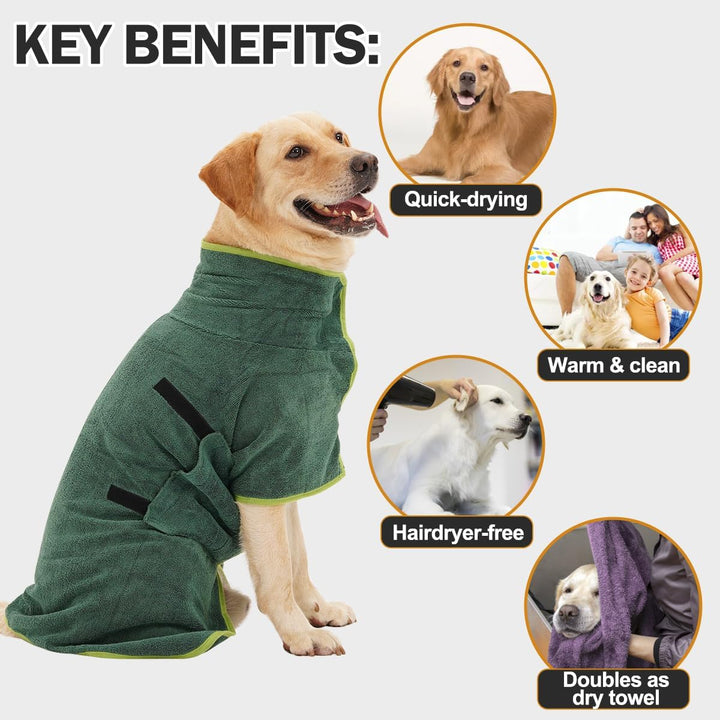 HezzLuv Bademantel Für Hunde, Hundebademantel Aus Mikrofaser Für Mittlere Und Grosse Hunde, Saugfähi