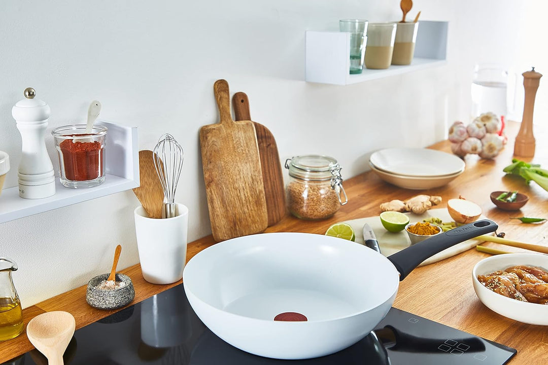 Tefal C41719 Ceramic Control Wokpfanne 28 cm | sichere Keramikversiegelung | Thermo-Signal Temperatu