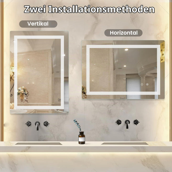 SaniteModar LED Badspiegel 60x100cm, Badezimmerspiegel mit Beleuchtung Beschlagfrei, Wandspiegel mit