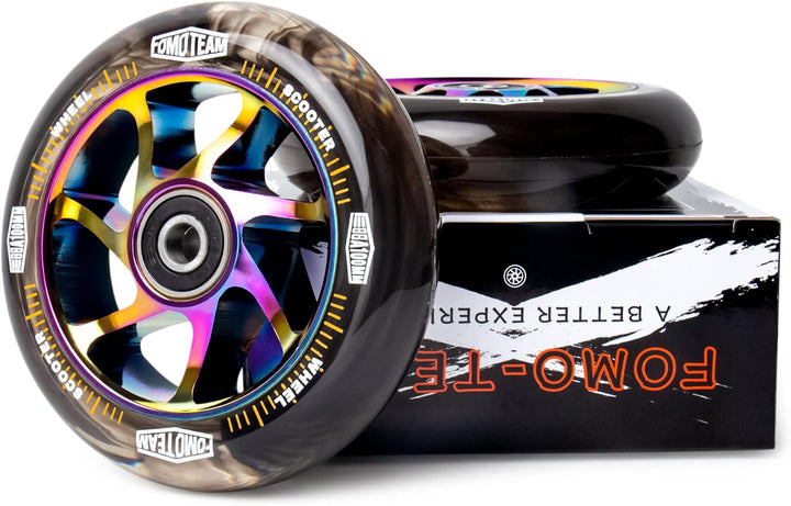 Pro Stunt-Scooter-Räder, 100 mm24 mm, Aquarell-Effekt, mit ABEC-9-Kugellagern, 2 Stück, Ersatzräder