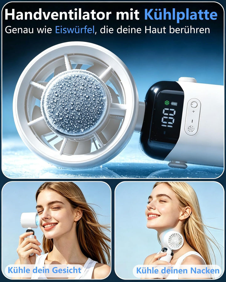 DDKJ Handventilator, Tragbarer Turbo Mini Ventilator mit Kühlung, 4000mAh(10Std.) & LED-Anzeige, 5 S