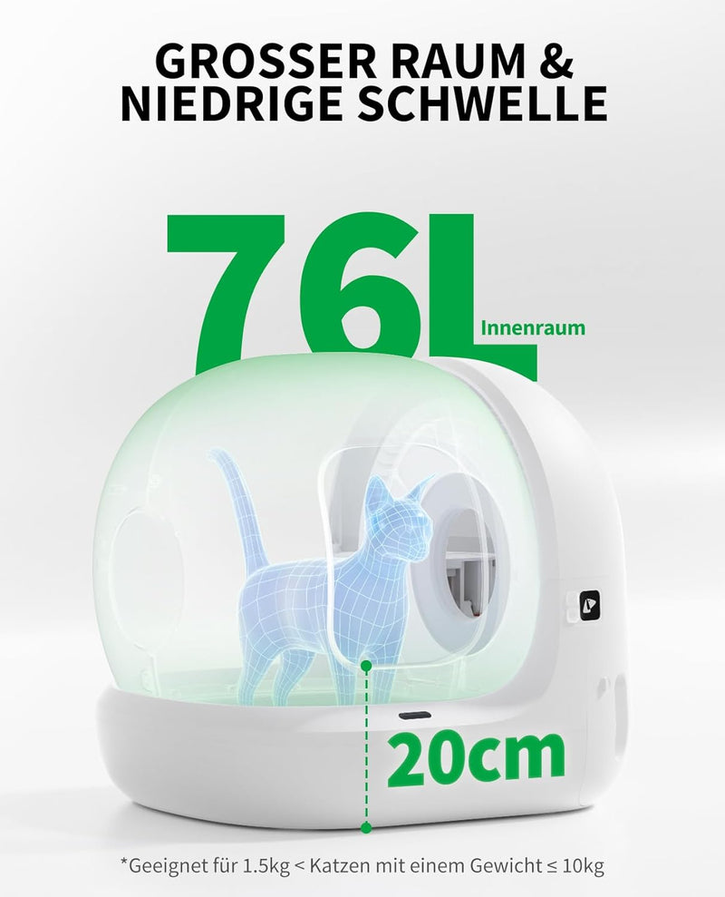 PETKIT Pura Max 2 Selbstreinigende Katzentoilette, 76L Katzenklo Selbstreinigend,xSecure,Geruchsbese