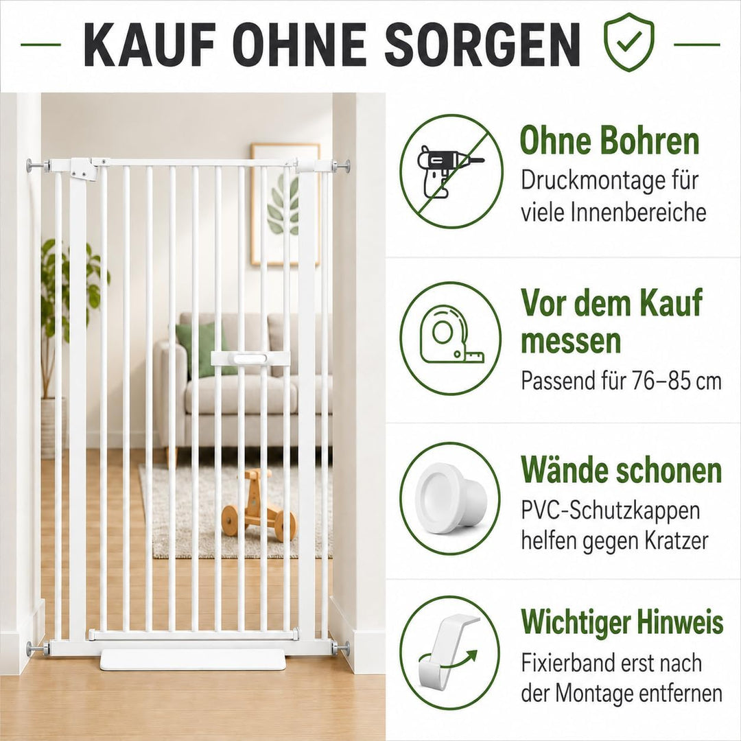 Türgitter 150cm ausziehbar mit Einhandgriff und Selbstschluss Höhe:150 Cm/76-85 Cm Breite, Höhe:150