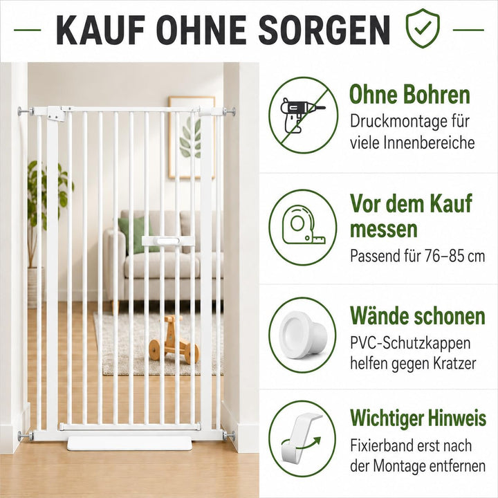 Türgitter 150cm ausziehbar mit Einhandgriff und Selbstschluss Höhe:150 Cm/76-85 Cm Breite, Höhe:150
