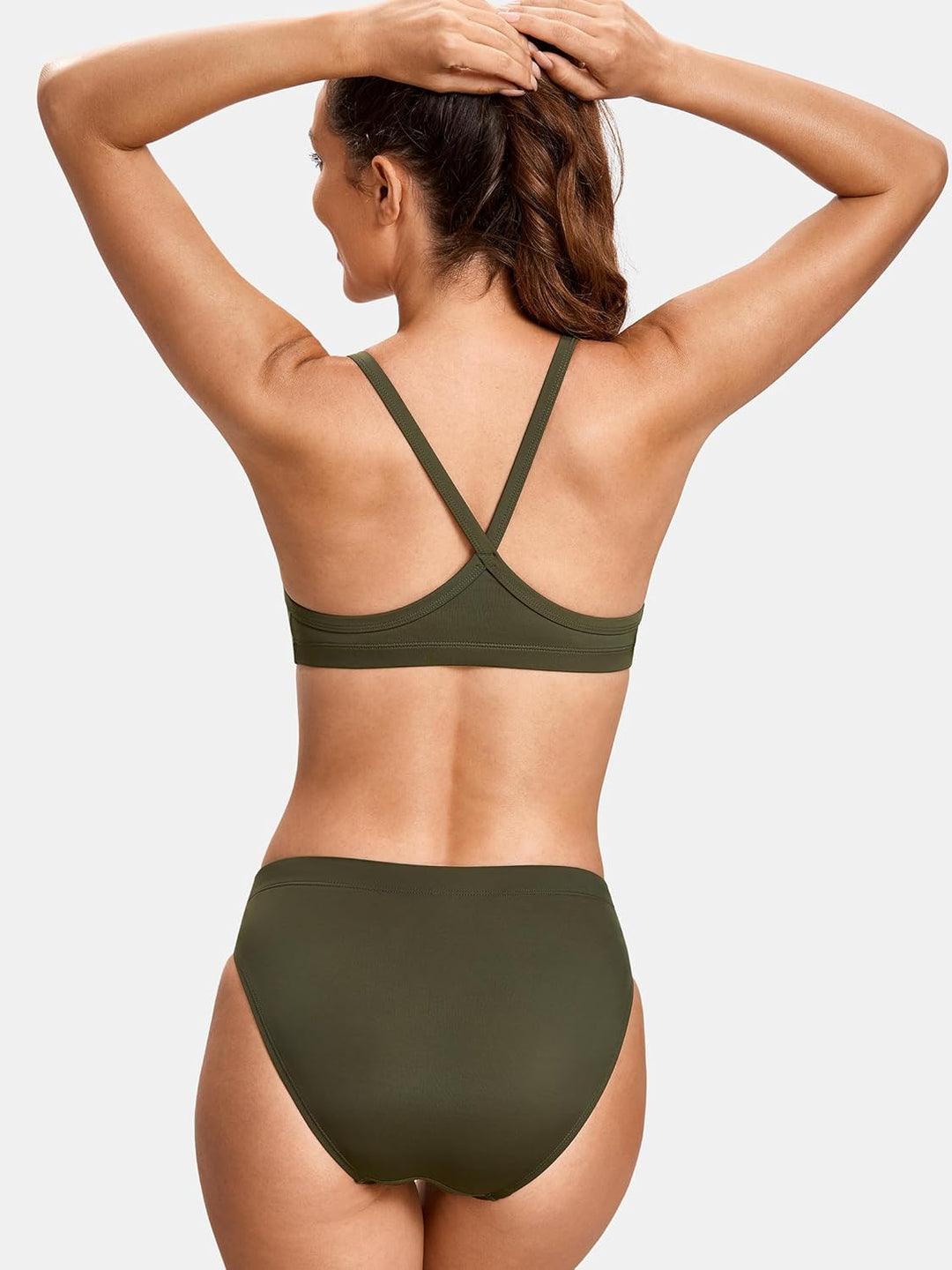 SYROKAN Damen Sport Badeanzug Bikini Set Bikinioberteil mit Licht Gepolstert XS Dunkle Olive, XS Dun