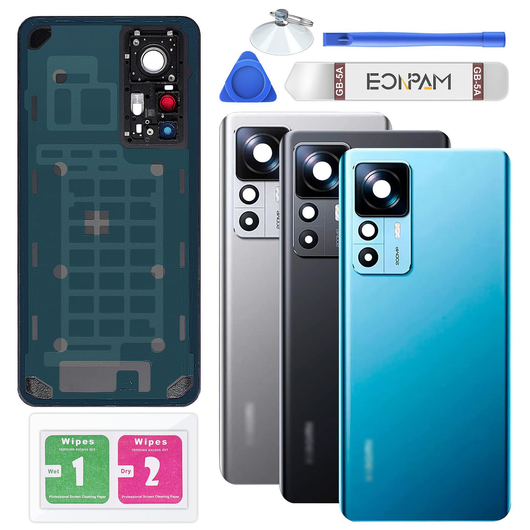 Eonpam Akkudeckel für Xiaomi 12T Pro Rückseite Glas Original Backcover Back Glas Ersatz Reparatur Se