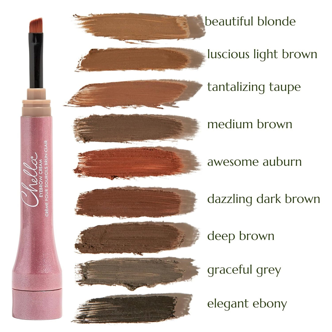Chella Eyebrow Cream, Luscious Light Brown - Vegan, Cruelty Free, Paraben Free, Gluten Free - Long W