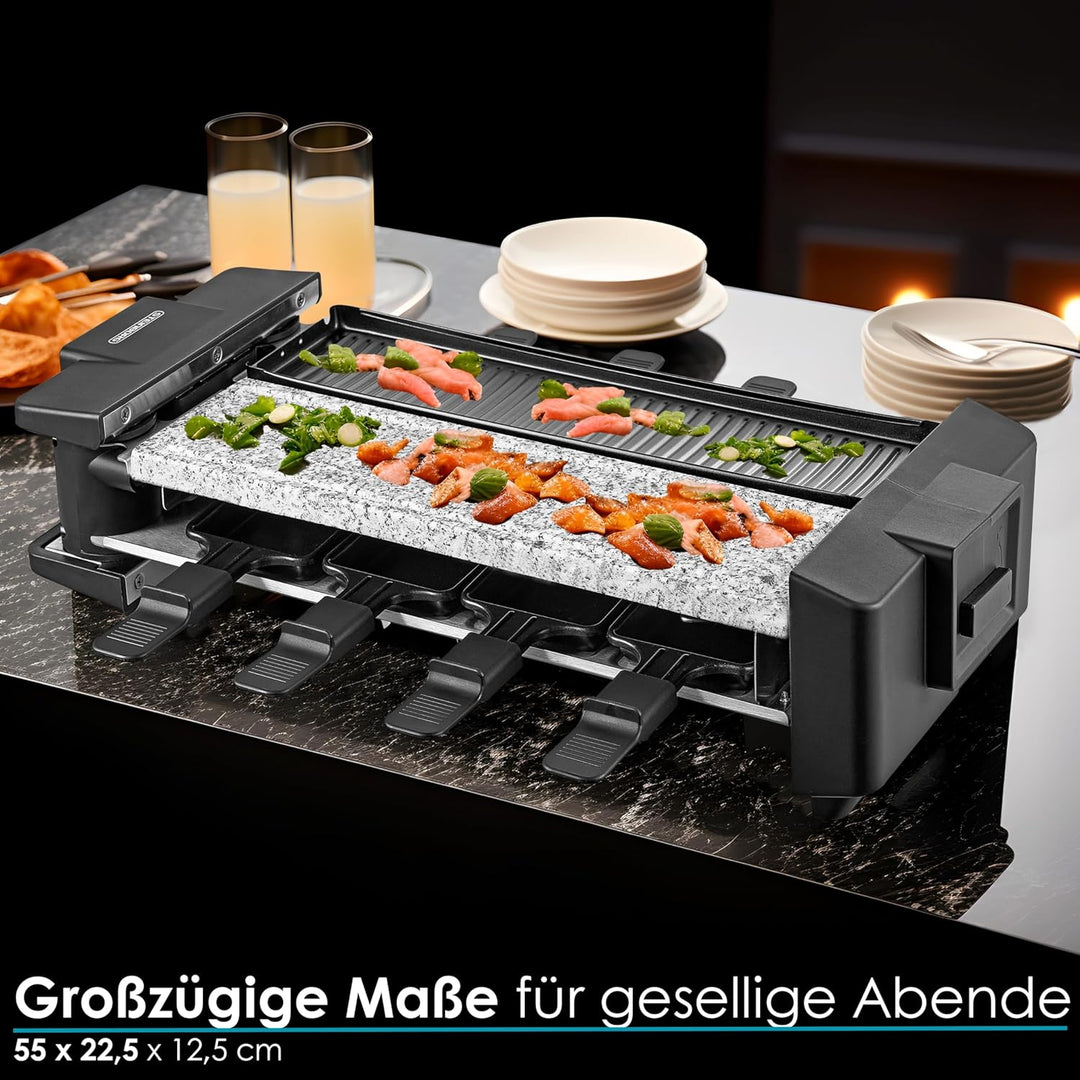 Steinborg Raclette Grill 2in1 8 Personen Raclette Gerät Raclettegrill Party Grill Elektro Grill Tisc