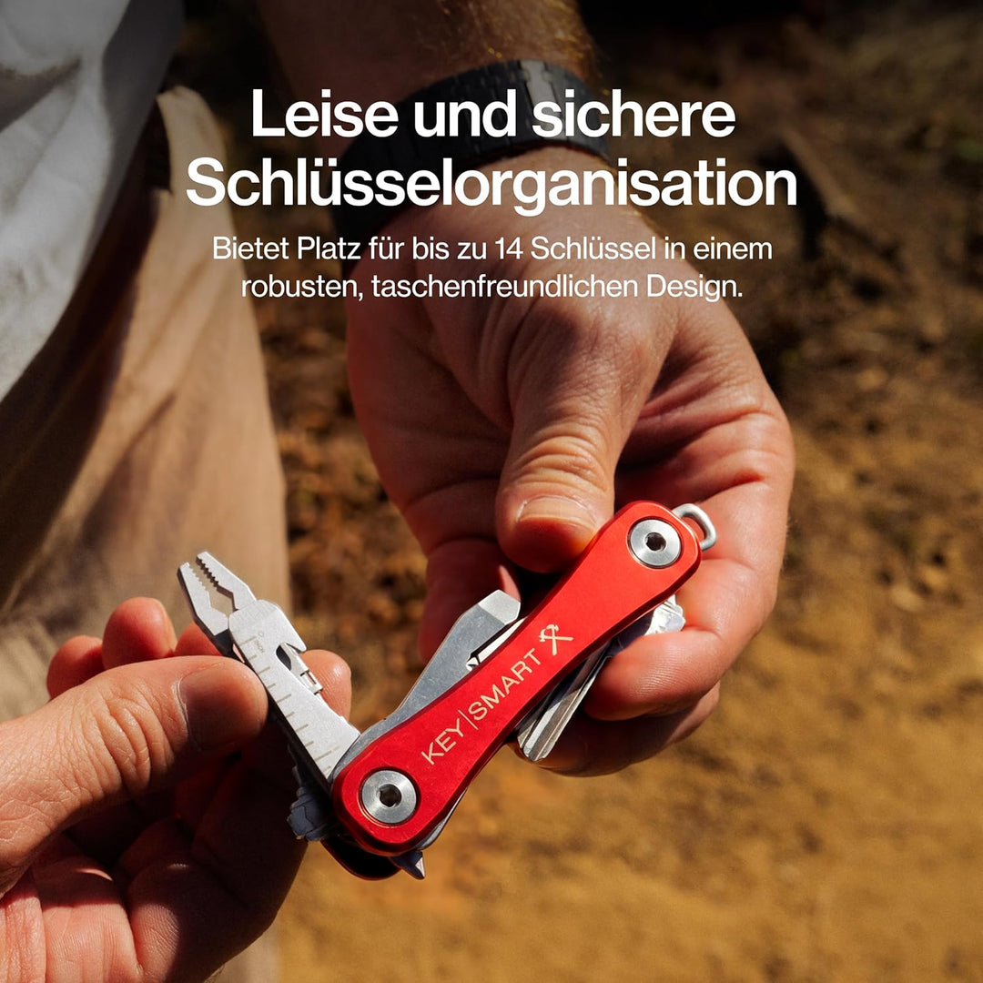 KeySmart Rugged - Multi-Tool Schlüsselhalter mit dem Flaschenöffner und Taschen Clip (bis zu 14 Schl