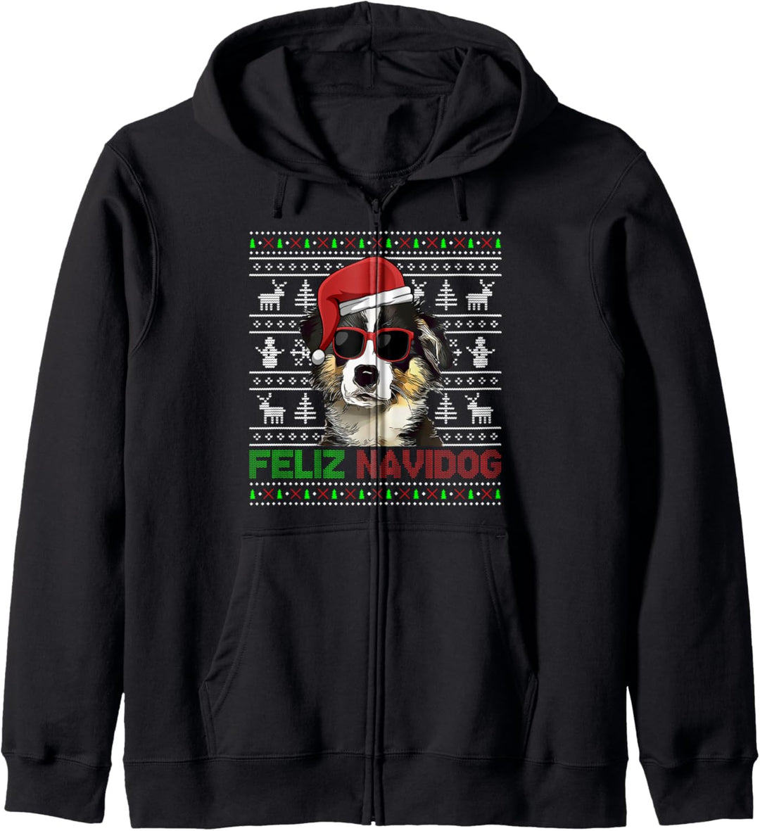 Miniatur American Shepherd Dog Feliz Navidog Christmas Kapuzenjacke