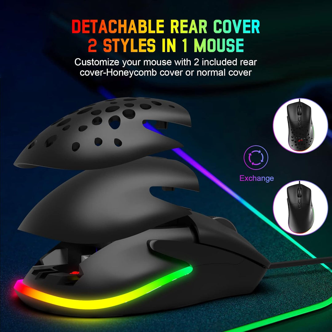 Mäuse D19 Wired Gaming Maus für Laptop, programmierbare Hintergrundbeleuchtung Maus 7 -Tasten, Mauss