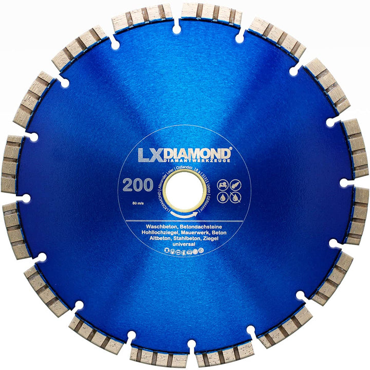LXDIAMOND Diamant-Trennscheibe 200mm x 25,4mm Diamantscheibe - für Stein Beton Stahlbeton passend fü