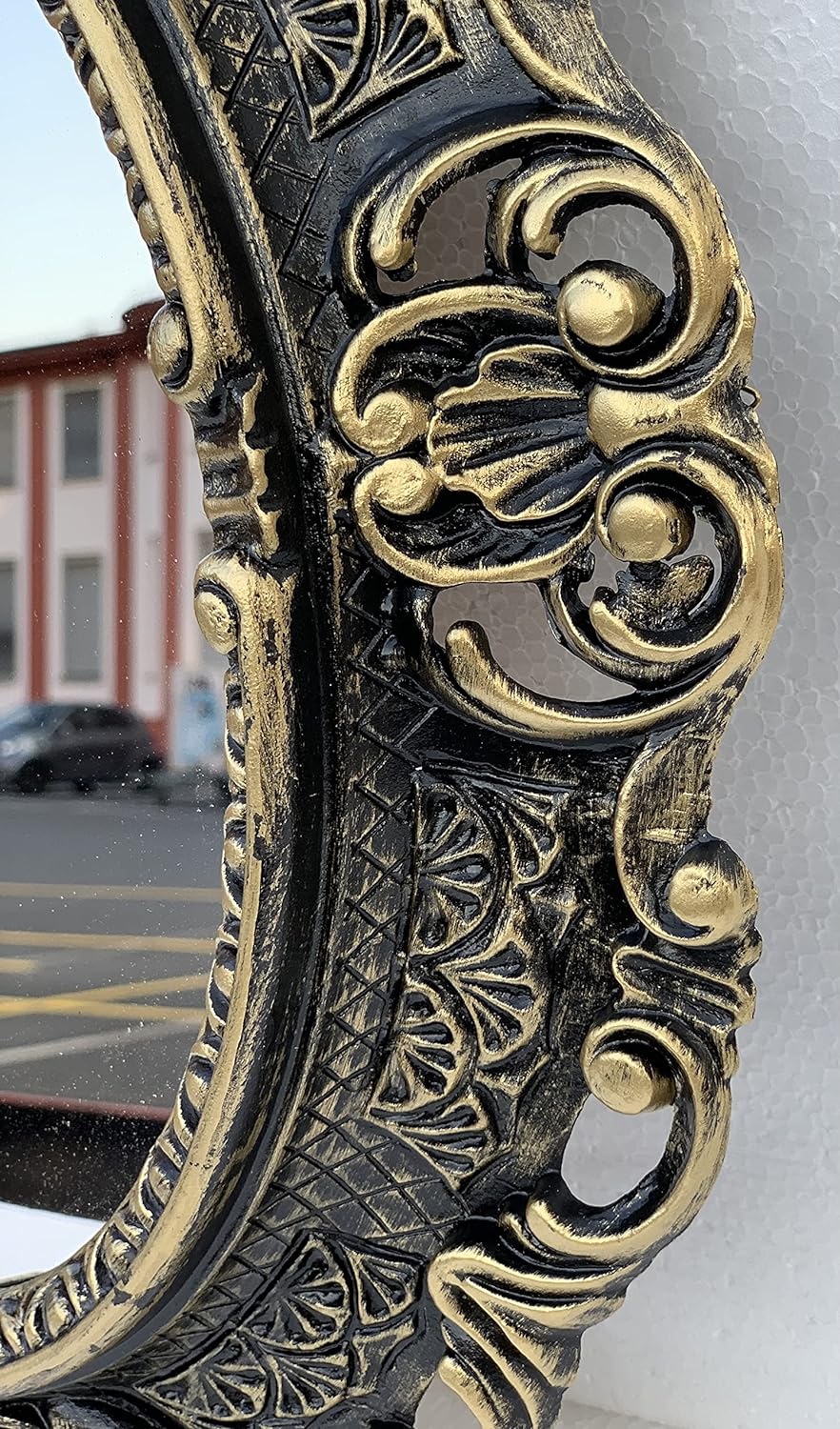 Dekorativer Barock Wandspiegel SCHWARZ Gold Completto Oval Spiegel Antik Spiegel Klassik Badspiegel