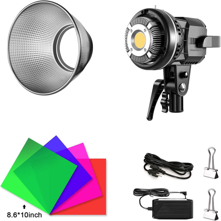 GVM 80W LED Videoleuchte, APP Steuerung LED Studiolicht Dauerlicht CRI97+ Tageslicht 5600K Bowens Fo