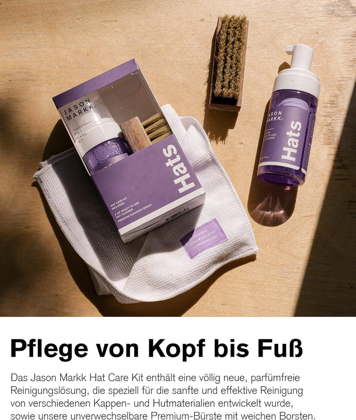 Jason Markk Hat Care Kit, 4 oz/ 118ml Schaumreiniger, Premium-Reinigungsbürste, reinigt effektiv Kap