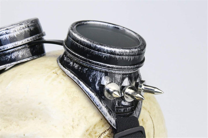 Ulalaza Steampunk Gasbrille Maske Retro Gothic Punk Zombie Soldaten Schädel Maske für Halloween Cosp