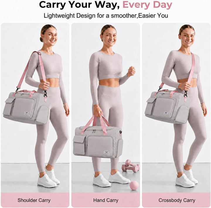 FIORETTO 35L Damen Sporttasche Faltbare Reisetasche mit Schuhfach und Nassfach, Wasserabweisende Wee