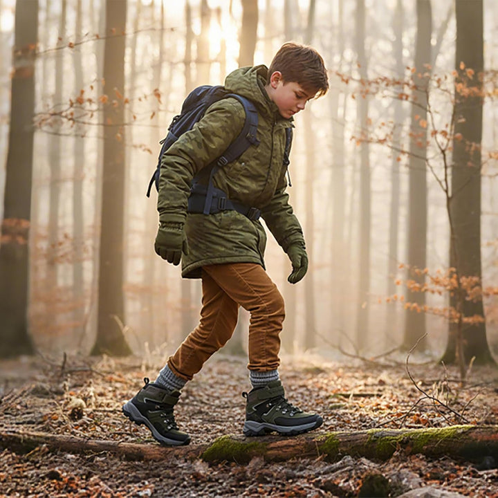 ASHION Jungen Winterschuhe Kinder Schneestiefel gefüttert und wasserdicht – rutschfeste Outdoor Wand