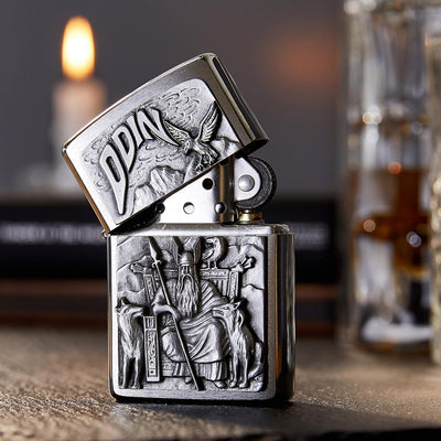 Zippo Feuerzeug 1300097 Viking Odin Emblem Benzinfeuerzeug, Messing, Viking Odin