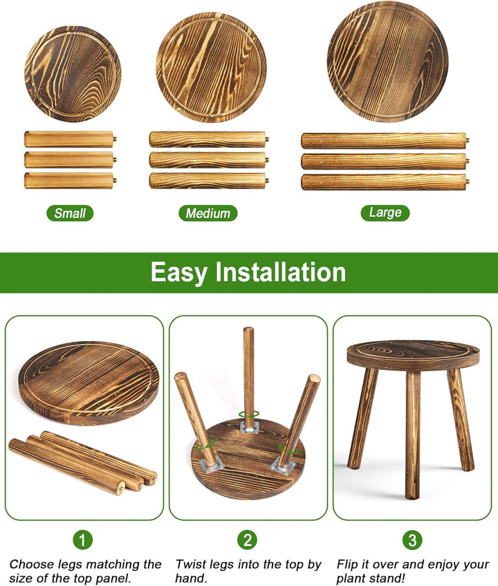 Blumenständer Holz 3er-Set, 5.9" 9/7.9"/11" Höhen Blumenhocker, Pflanzenständer Blumentopfständer Fü