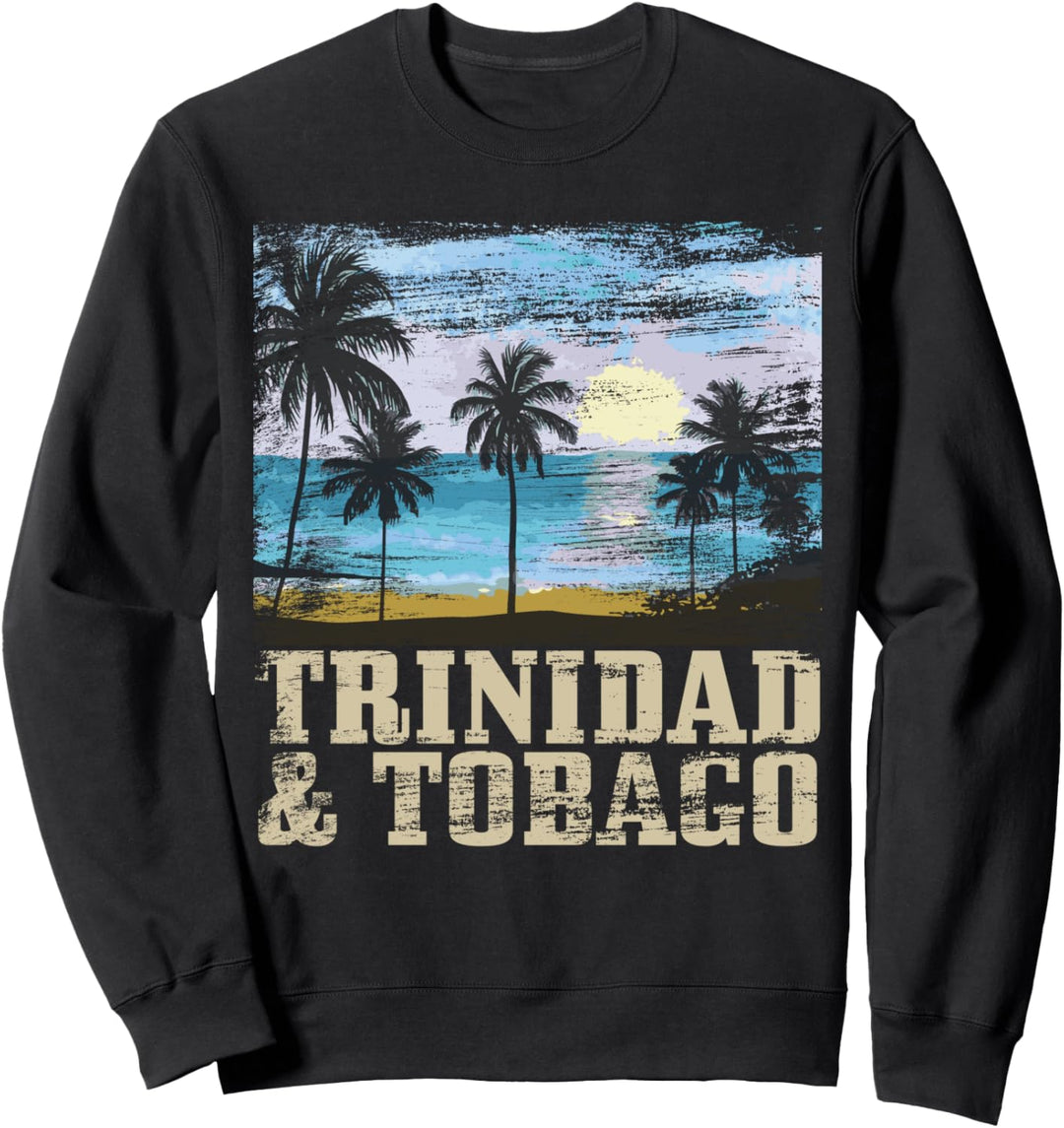 Trinidad & Tobago Vintage Surfer Palmen Karibik Souvenir Sweatshirt